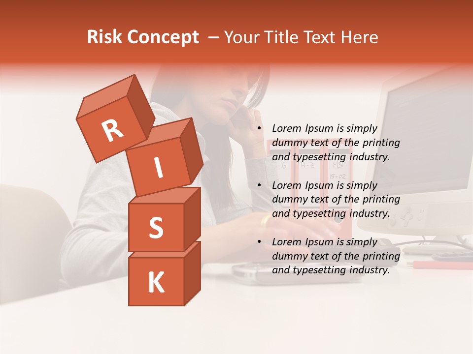 Businesswoman Using Computer PowerPoint Template