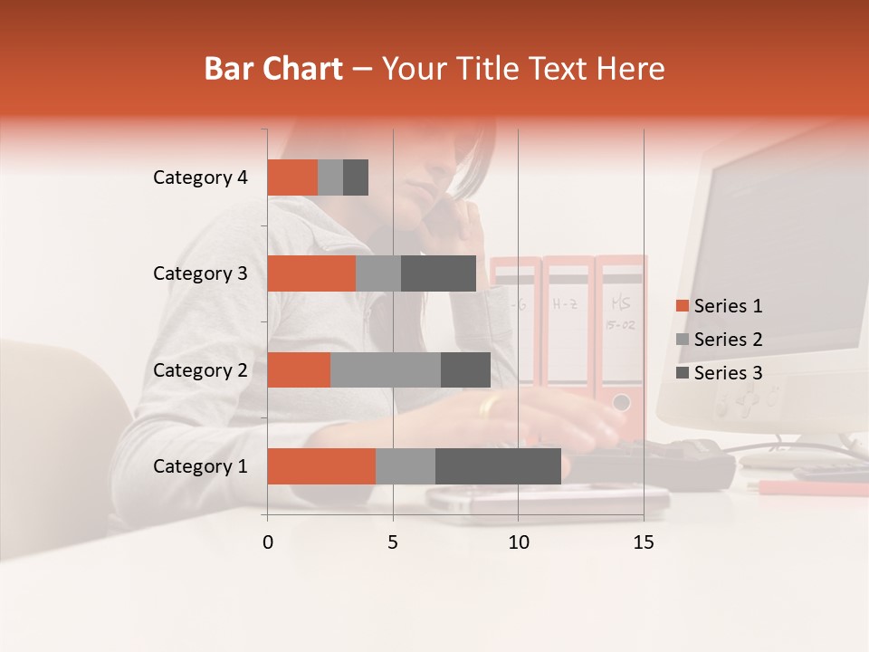 Businesswoman Using Computer PowerPoint Template