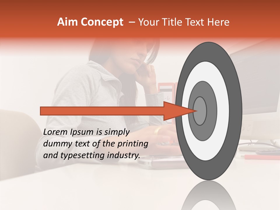 Businesswoman Using Computer PowerPoint Template