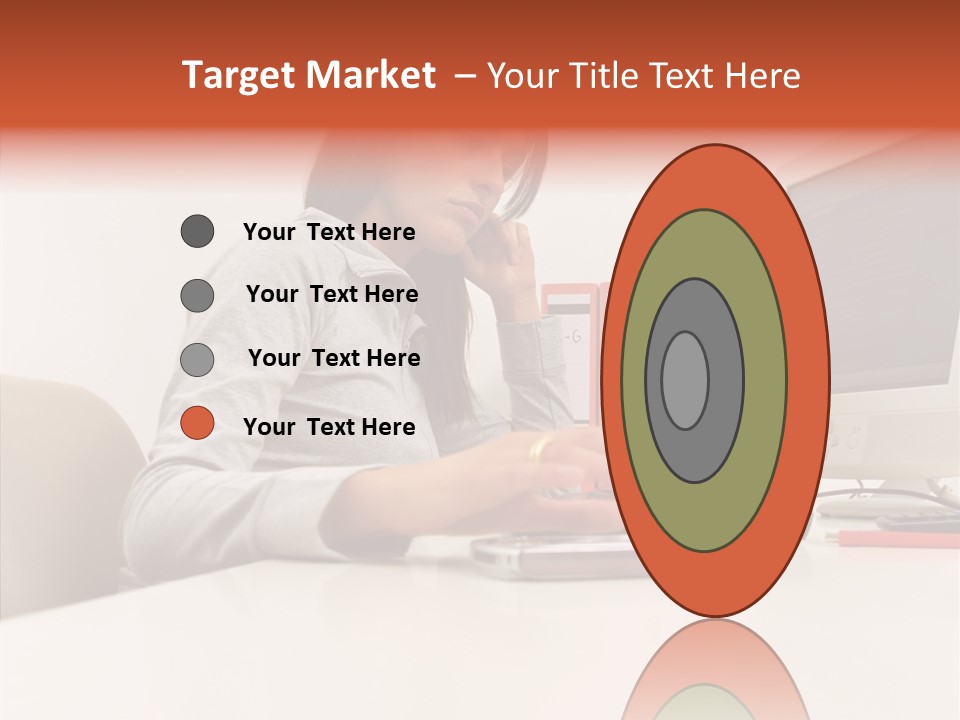 Businesswoman Using Computer PowerPoint Template