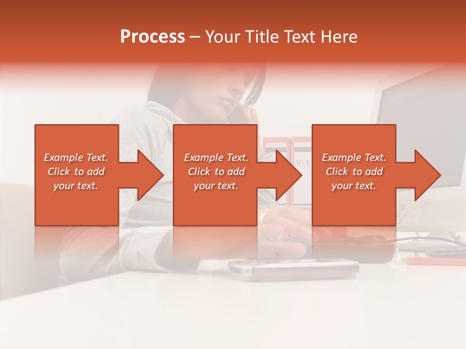 Businesswoman Using Computer PowerPoint Template