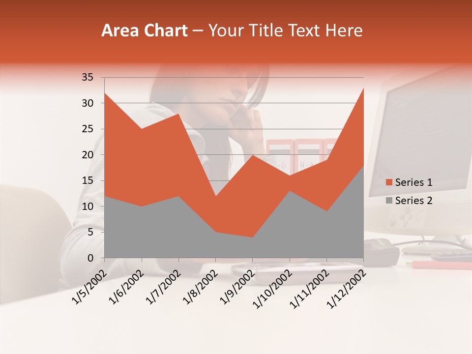 Businesswoman Using Computer PowerPoint Template