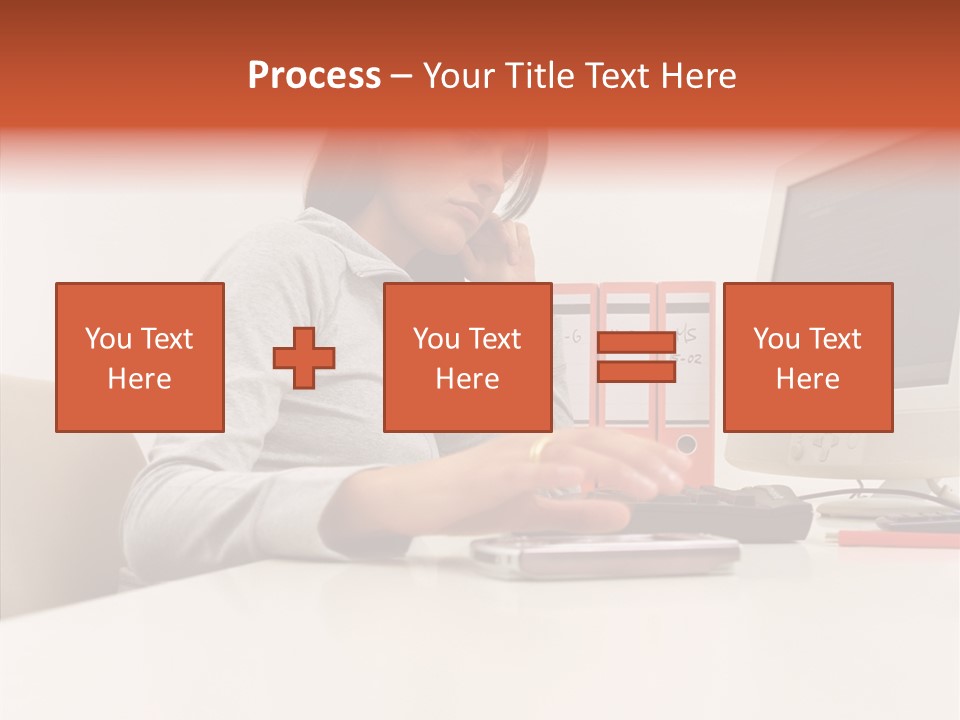 Businesswoman Using Computer PowerPoint Template