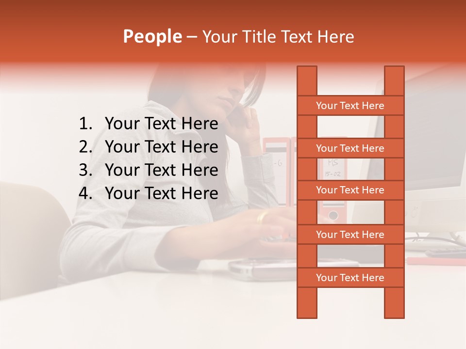 Businesswoman Using Computer PowerPoint Template