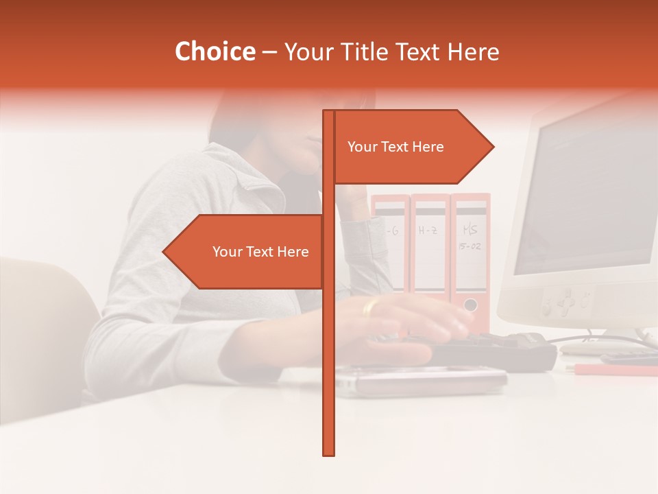 Businesswoman Using Computer PowerPoint Template