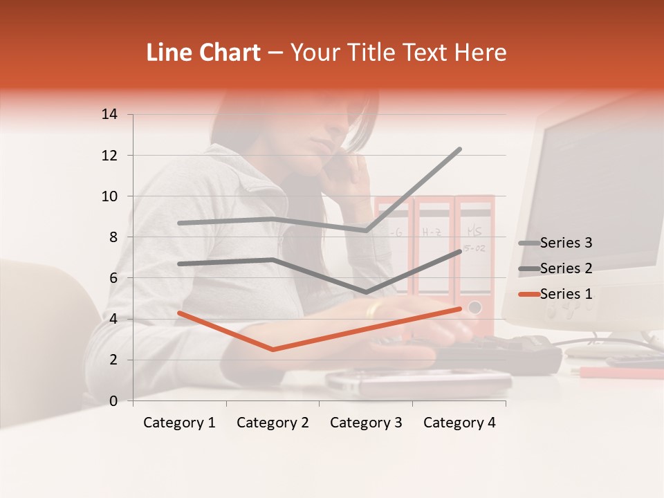 Businesswoman Using Computer PowerPoint Template