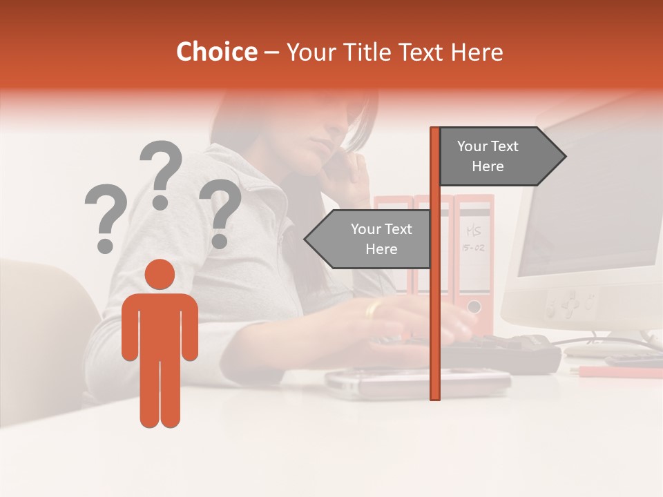 Businesswoman Using Computer PowerPoint Template