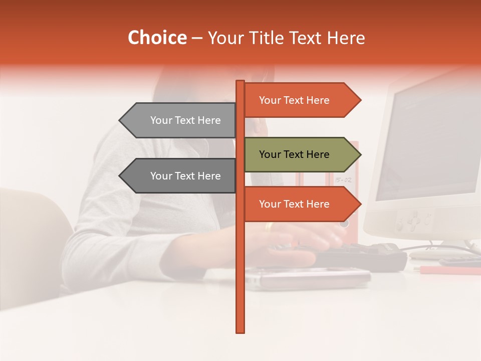 Businesswoman Using Computer PowerPoint Template