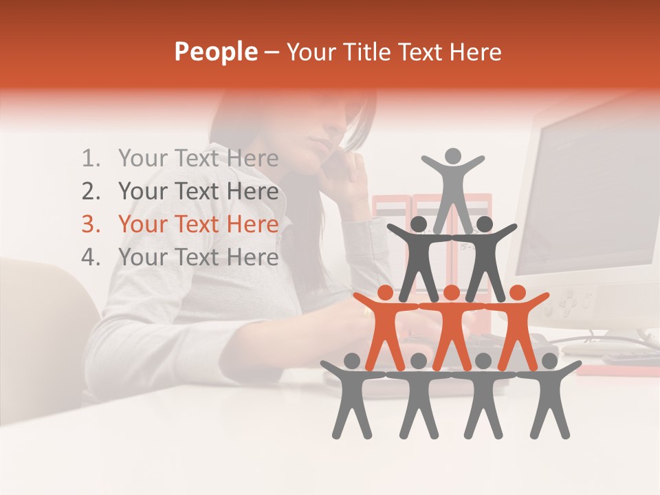 Businesswoman Using Computer PowerPoint Template