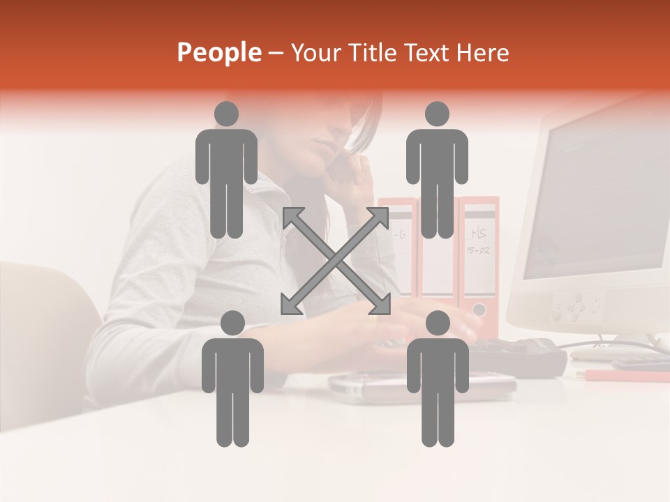 Businesswoman Using Computer PowerPoint Template