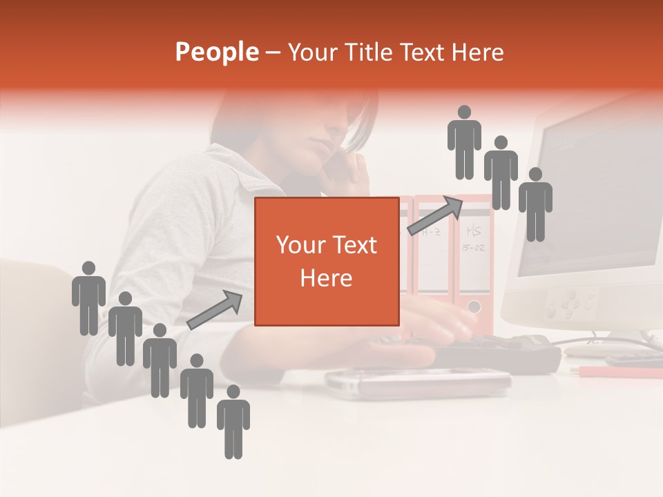 Businesswoman Using Computer PowerPoint Template