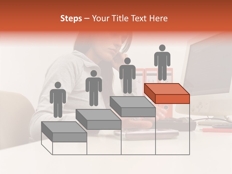 Businesswoman Using Computer PowerPoint Template