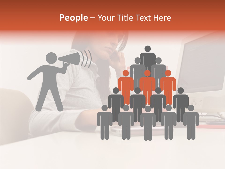 Businesswoman Using Computer PowerPoint Template