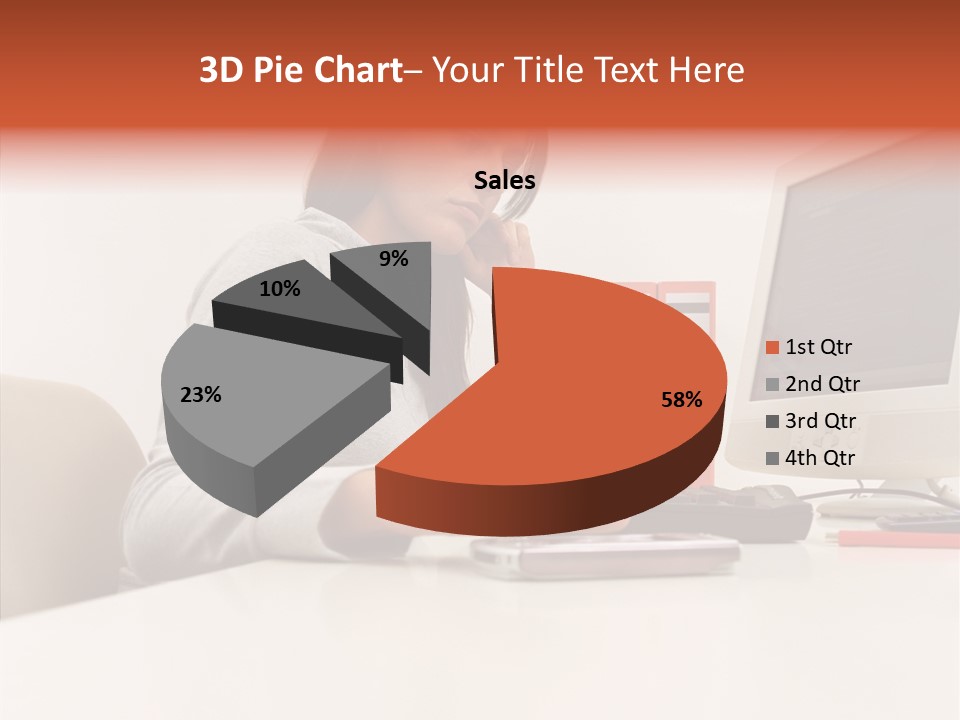 Businesswoman Using Computer PowerPoint Template