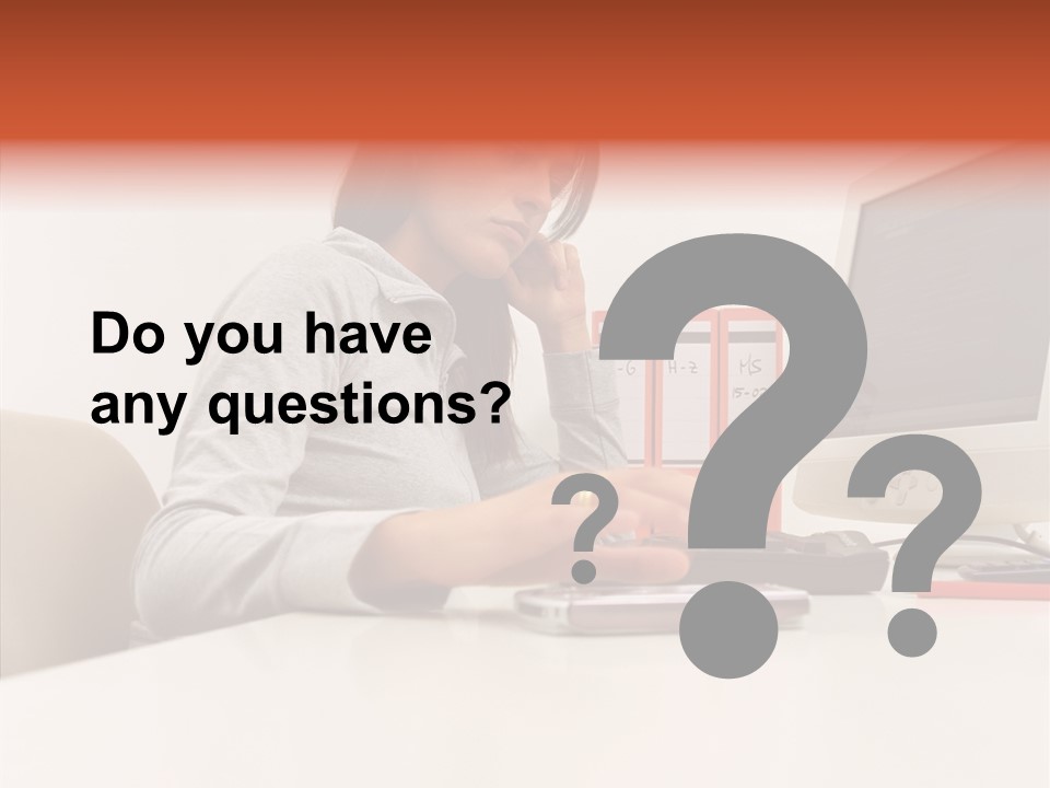 Businesswoman Using Computer PowerPoint Template