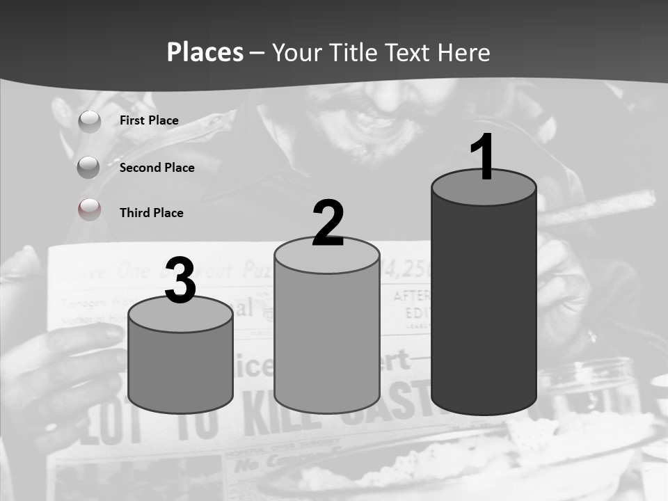 Fidel Castro Shows Clipping Newspapers PowerPoint Template