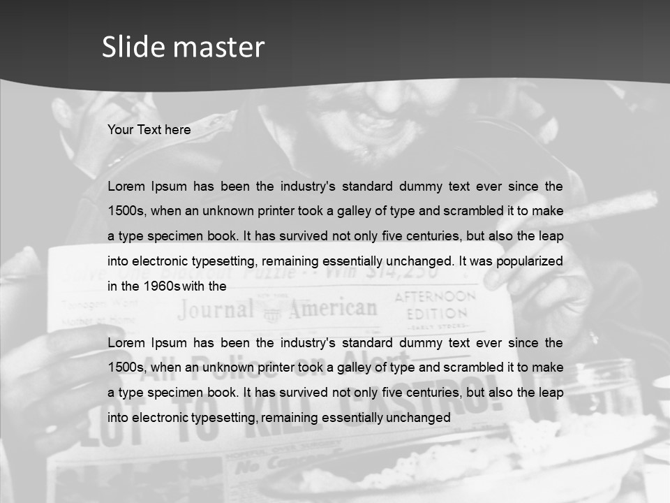 Fidel Castro Shows Clipping Newspapers PowerPoint Template