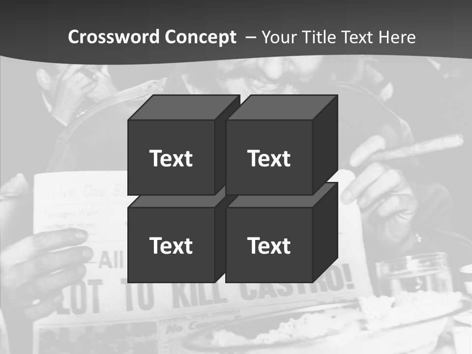 Fidel Castro Shows Clipping Newspapers PowerPoint Template