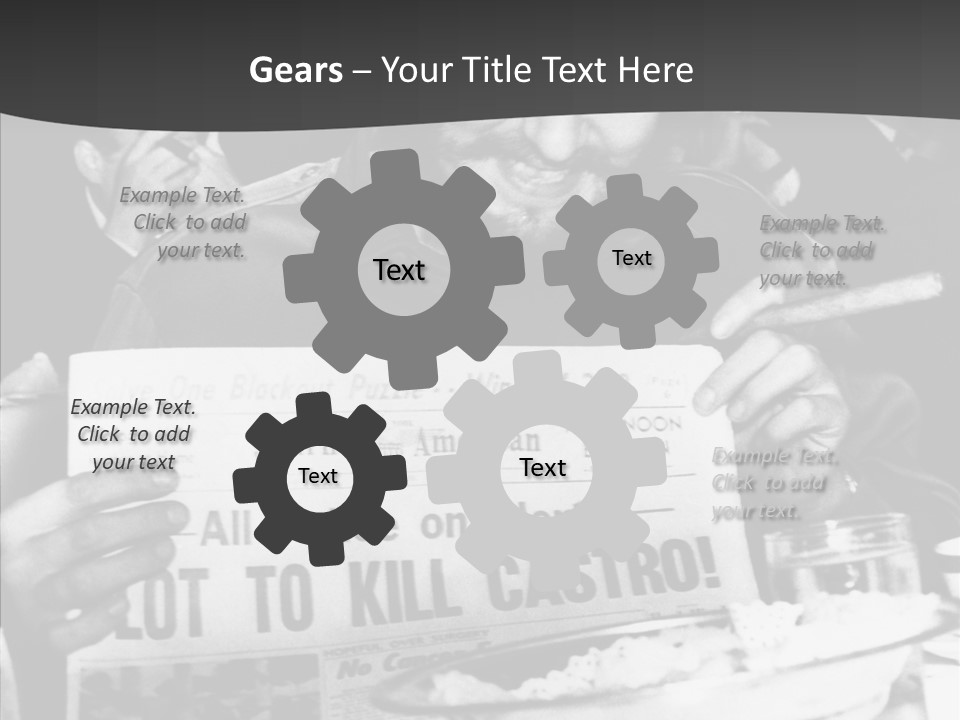 Fidel Castro Shows Clipping Newspapers PowerPoint Template