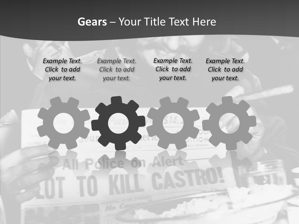 Fidel Castro Shows Clipping Newspapers PowerPoint Template