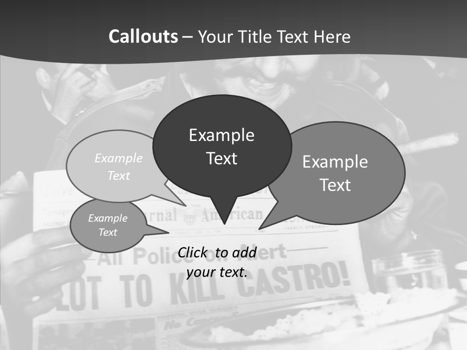 Fidel Castro Shows Clipping Newspapers PowerPoint Template