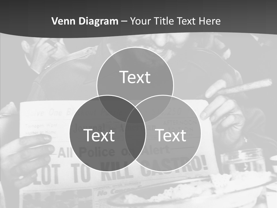 Fidel Castro Shows Clipping Newspapers PowerPoint Template
