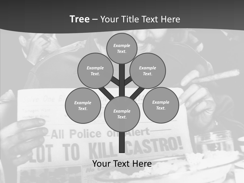 Fidel Castro Shows Clipping Newspapers PowerPoint Template