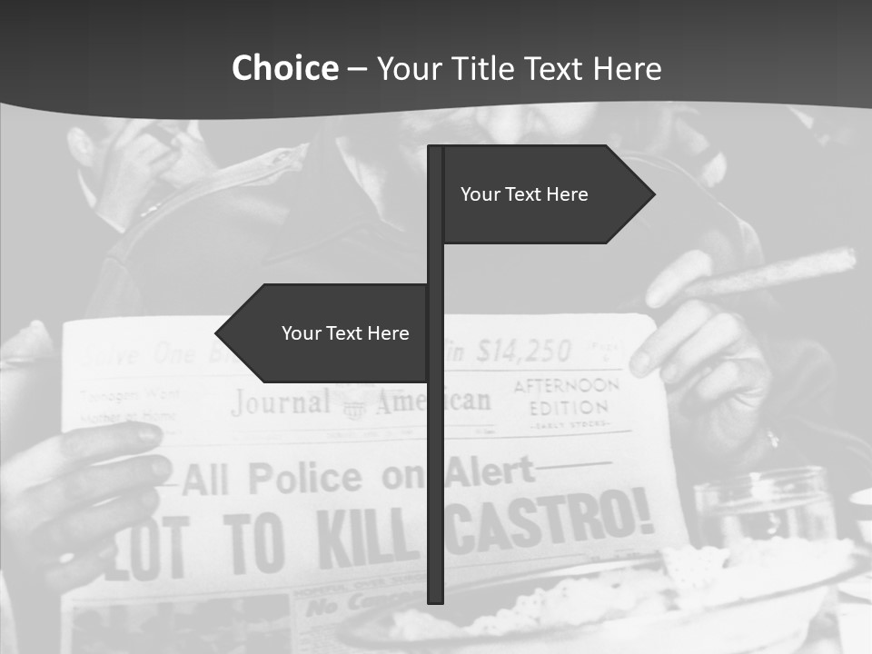 Fidel Castro Shows Clipping Newspapers PowerPoint Template