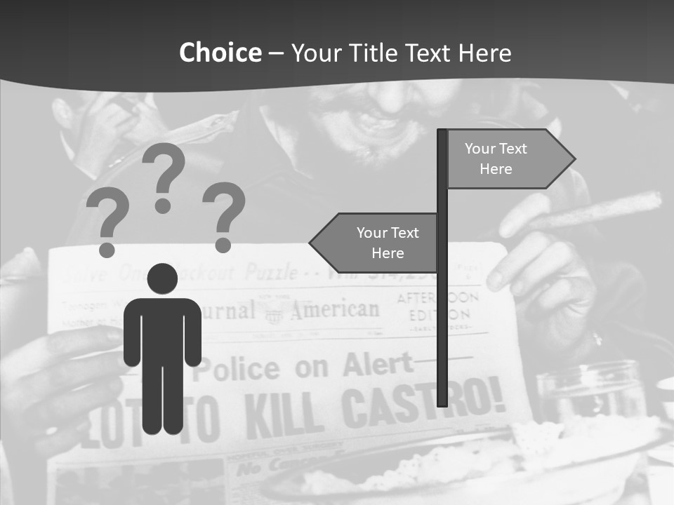 Fidel Castro Shows Clipping Newspapers PowerPoint Template