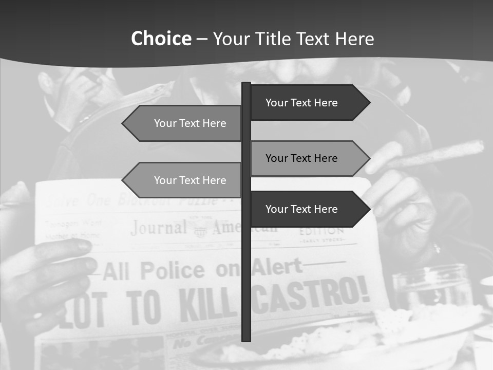 Fidel Castro Shows Clipping Newspapers PowerPoint Template