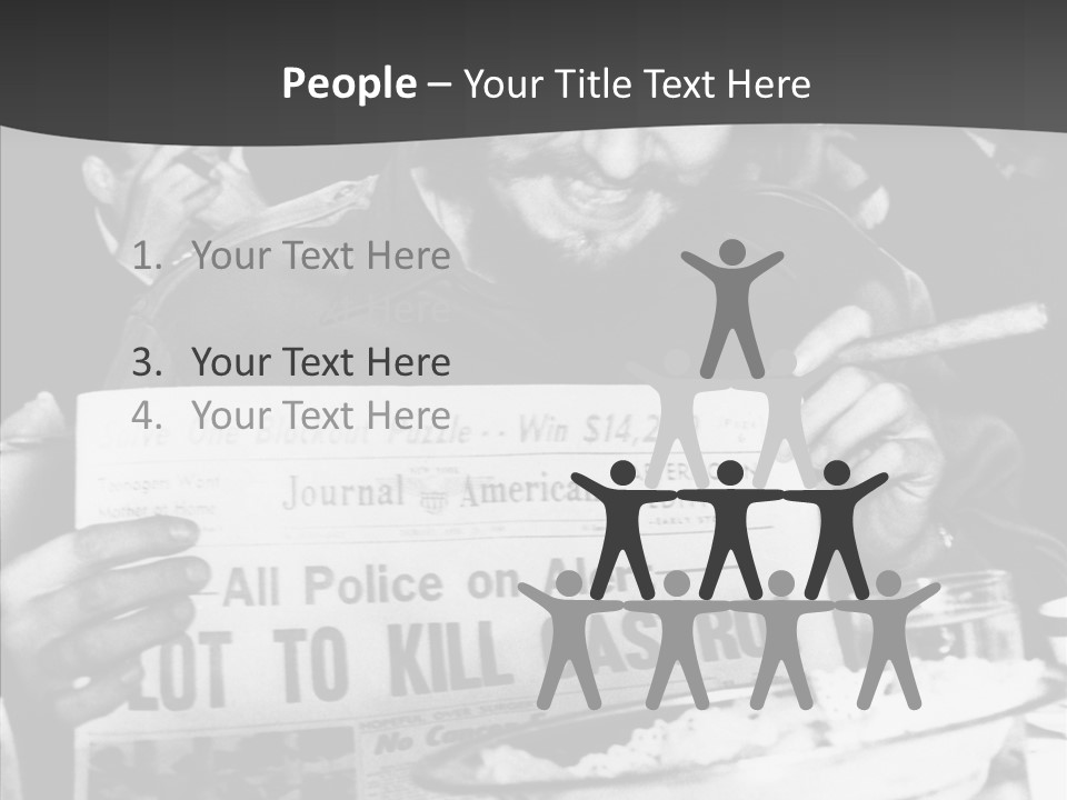 Fidel Castro Shows Clipping Newspapers PowerPoint Template