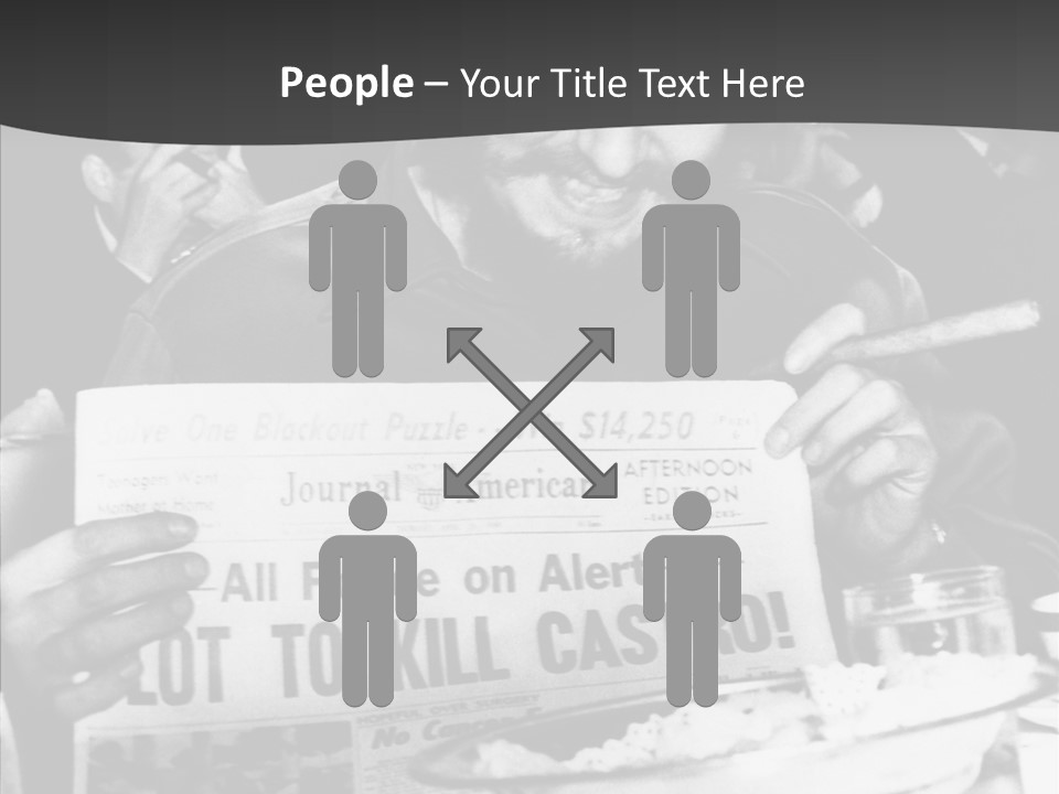 Fidel Castro Shows Clipping Newspapers PowerPoint Template