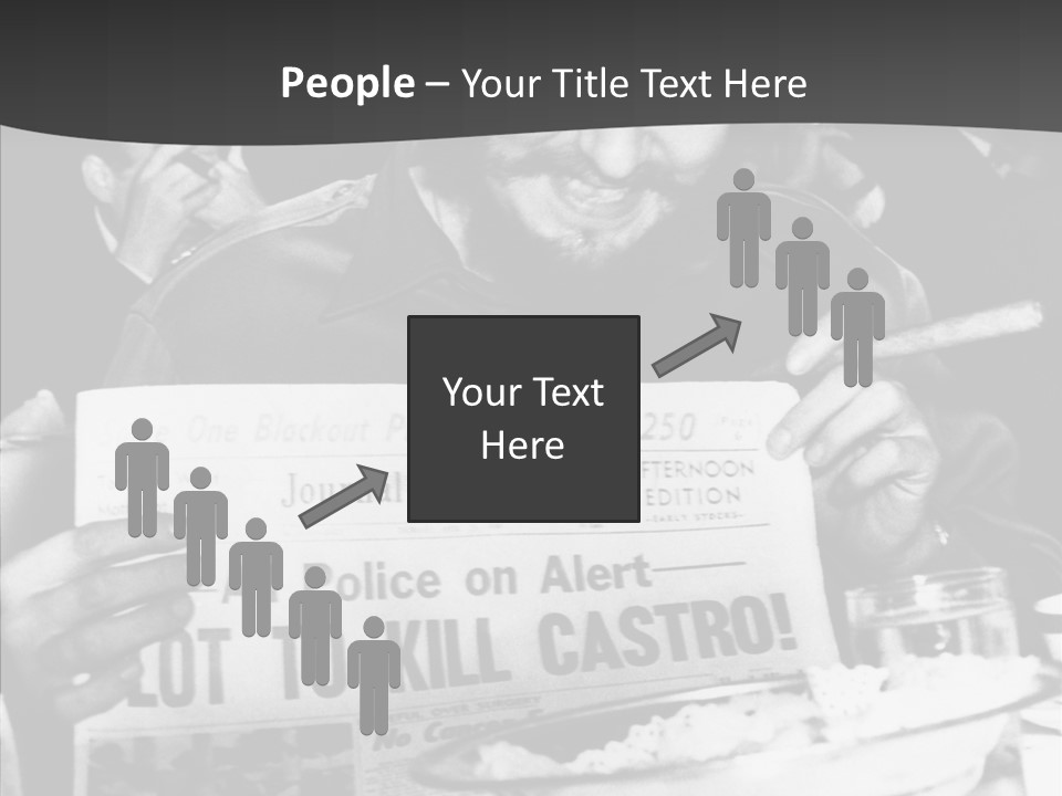 Fidel Castro Shows Clipping Newspapers PowerPoint Template