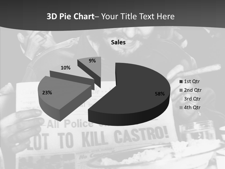 Fidel Castro Shows Clipping Newspapers PowerPoint Template
