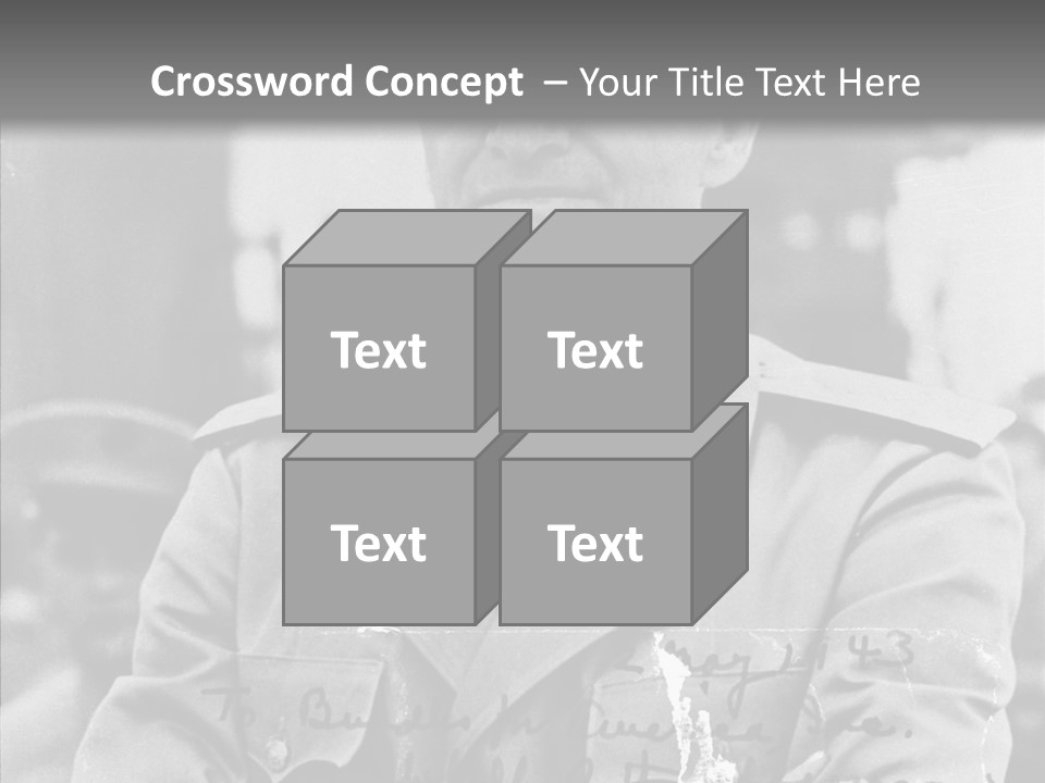 Senior Officer Posing Black And White Background PowerPoint Template