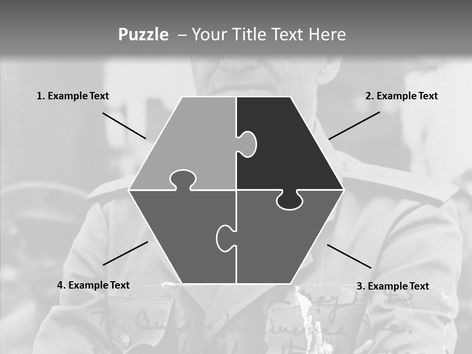 Senior Officer Posing Black And White Background PowerPoint Template