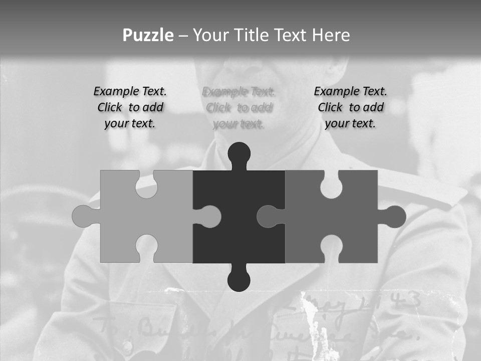 Senior Officer Posing Black And White Background PowerPoint Template