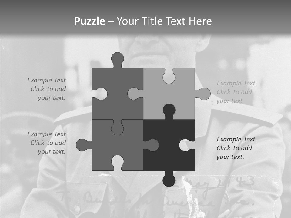 Senior Officer Posing Black And White Background PowerPoint Template