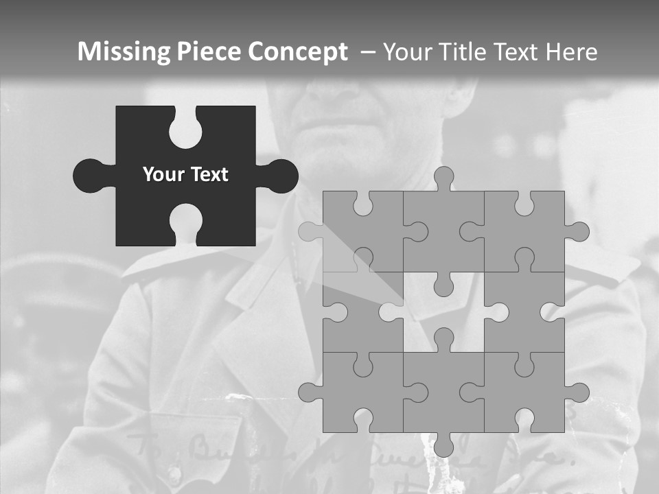 Senior Officer Posing Black And White Background PowerPoint Template