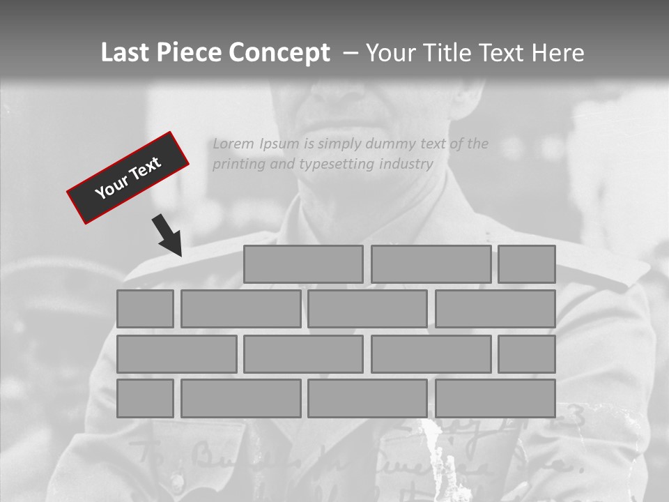 Senior Officer Posing Black And White Background PowerPoint Template