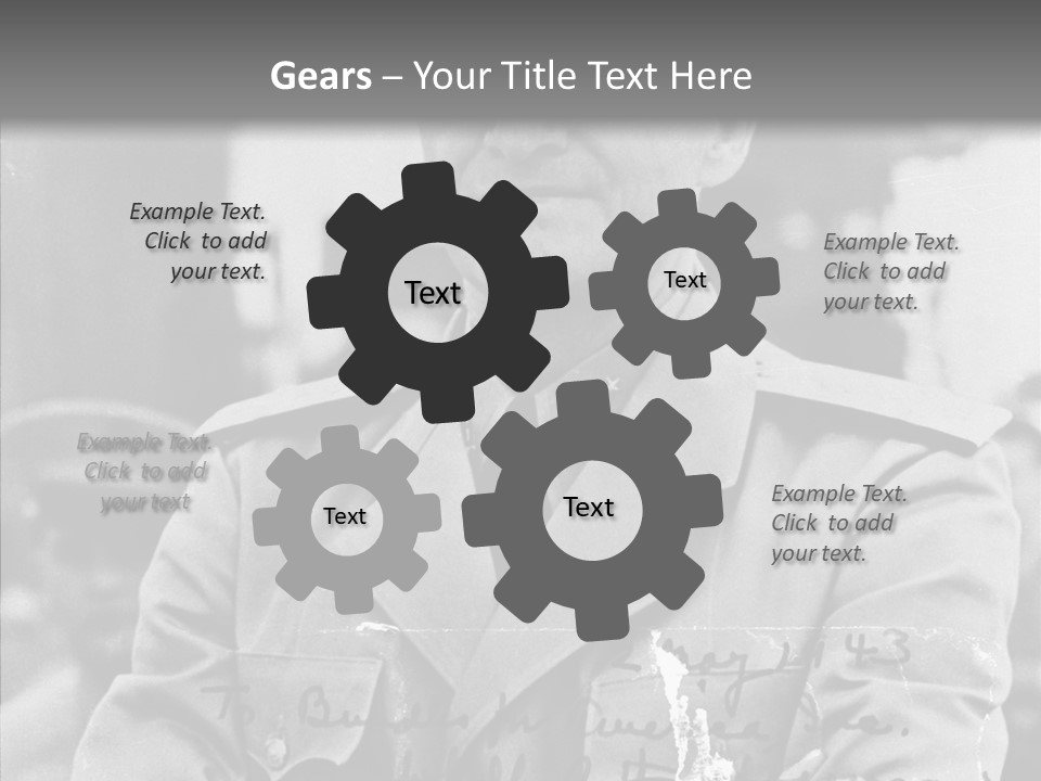 Senior Officer Posing Black And White Background PowerPoint Template