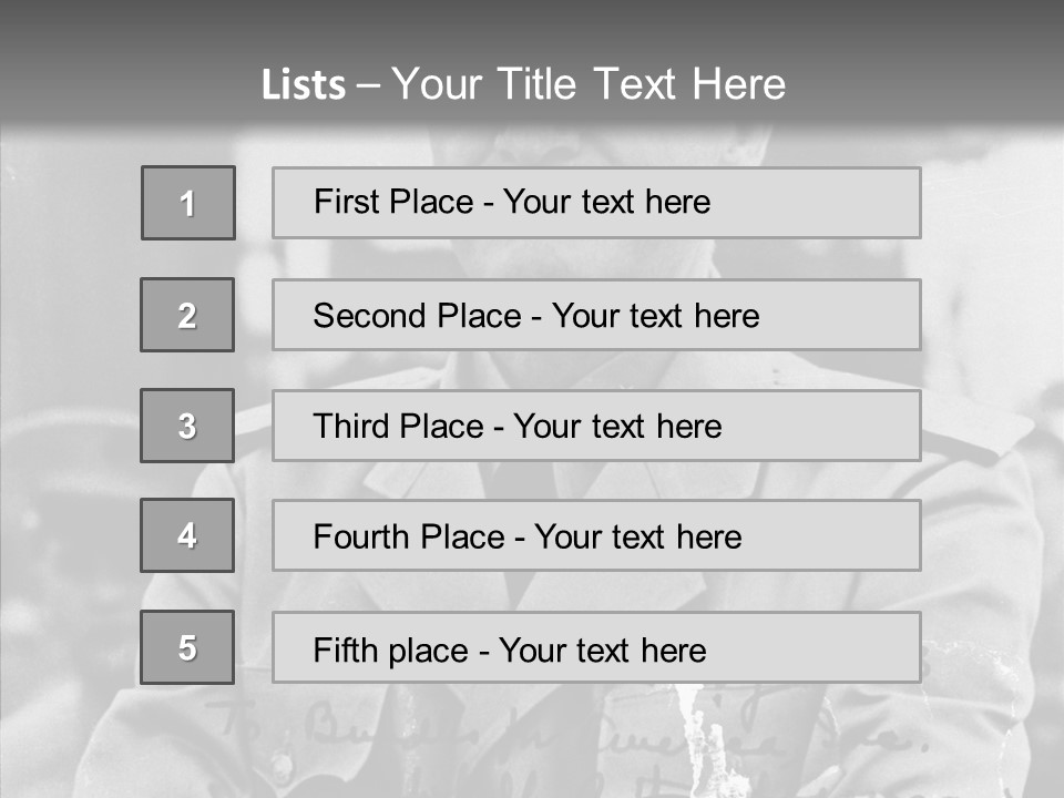 Senior Officer Posing Black And White Background PowerPoint Template