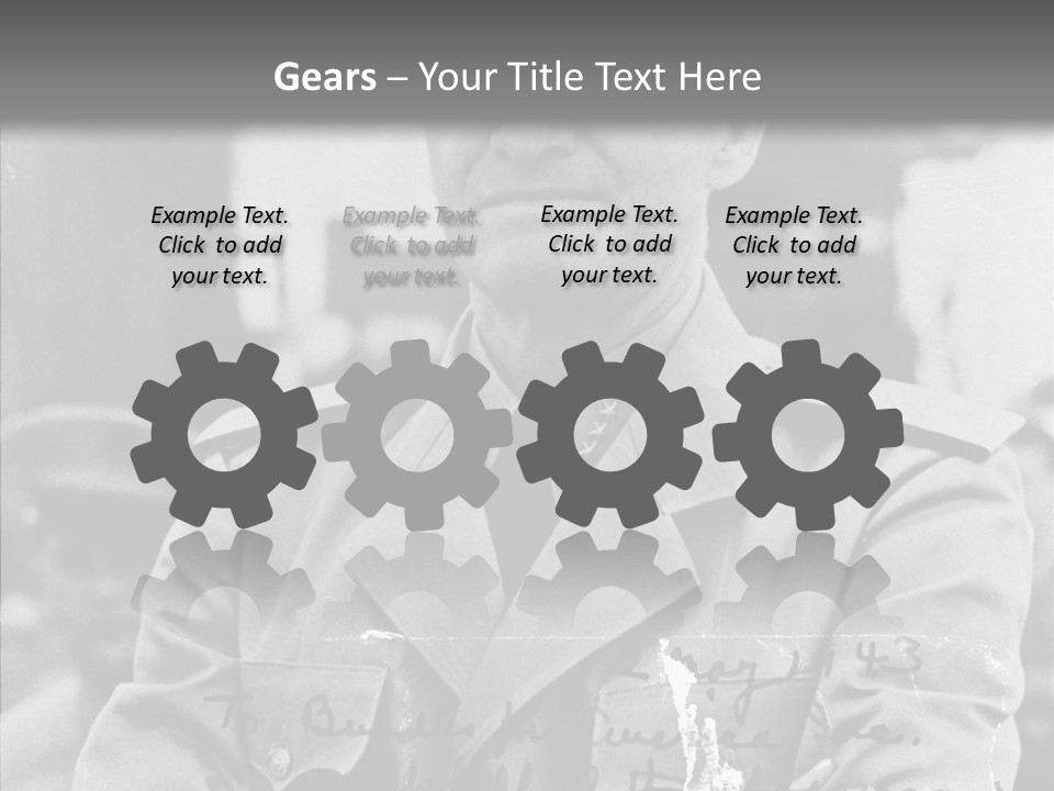 Senior Officer Posing Black And White Background PowerPoint Template