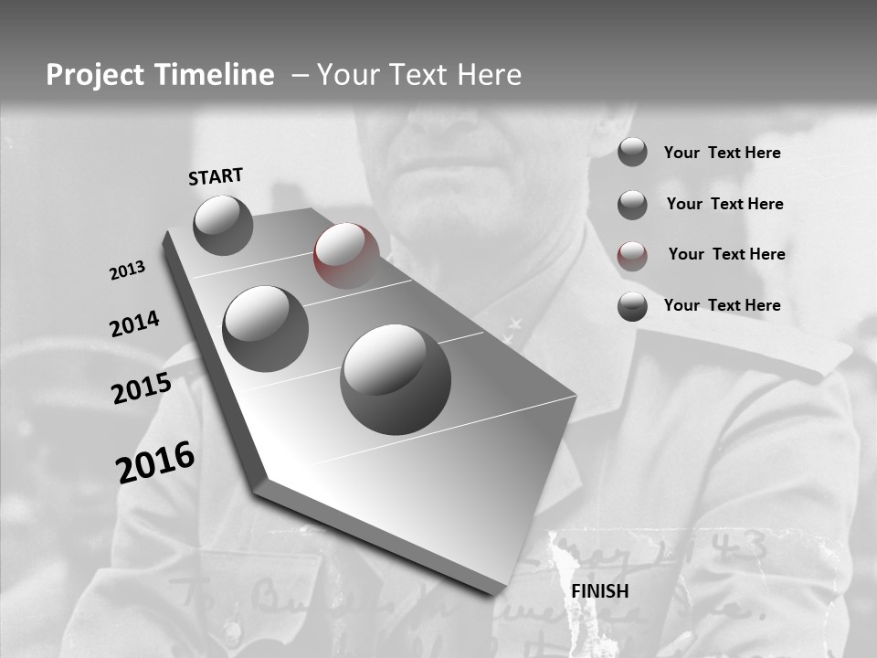 Senior Officer Posing Black And White Background PowerPoint Template