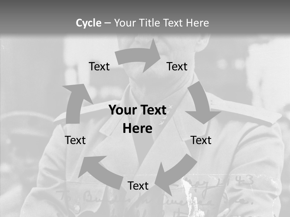 Senior Officer Posing Black And White Background PowerPoint Template