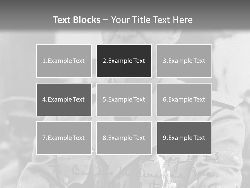 Senior Officer Posing Black And White Background PowerPoint Template