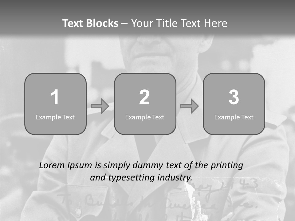 Senior Officer Posing Black And White Background PowerPoint Template