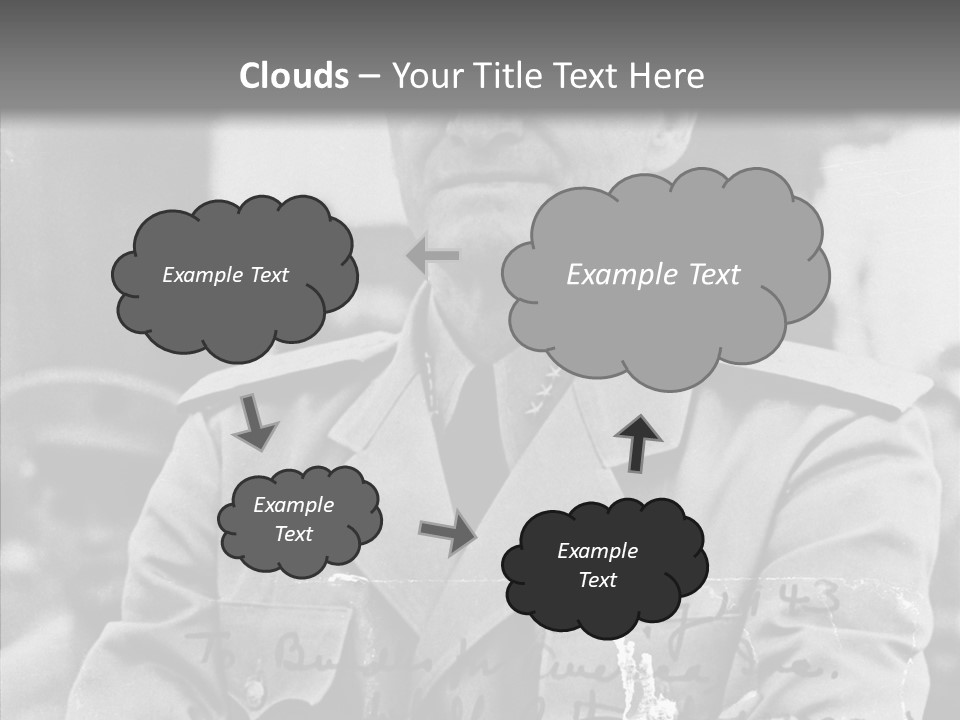 Senior Officer Posing Black And White Background PowerPoint Template