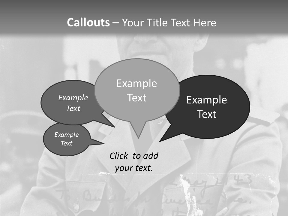 Senior Officer Posing Black And White Background PowerPoint Template