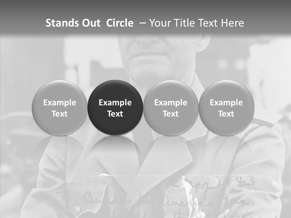 Senior Officer Posing Black And White Background PowerPoint Template